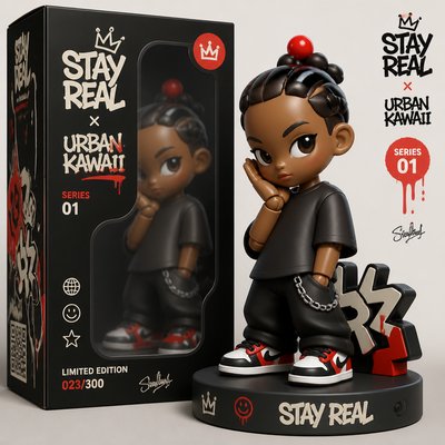 a toy of a kid with a red ball on his head