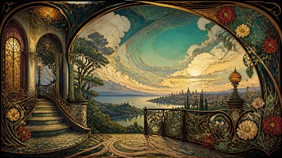 sweeping panoramic landscape with a dramatic sky