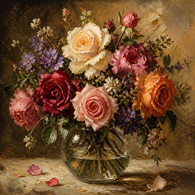 bouquet of flowers in a glass vase