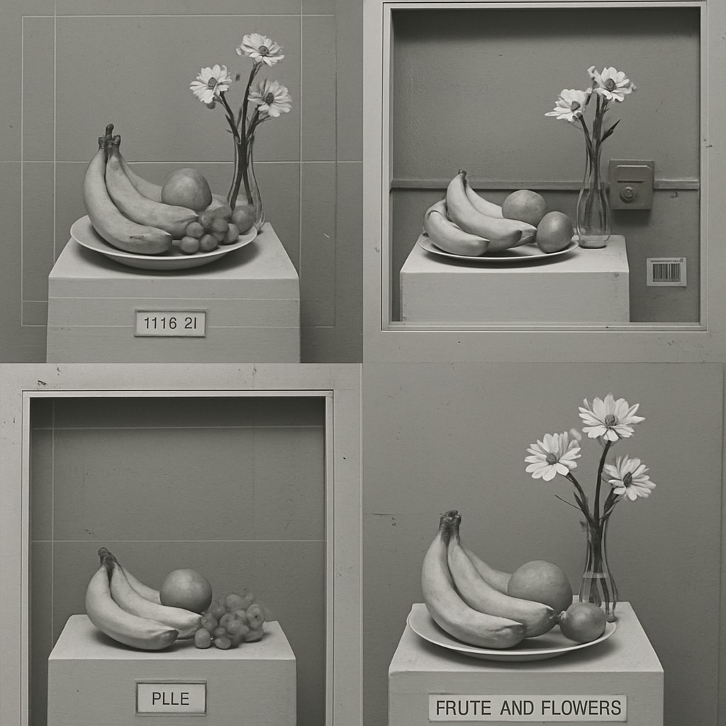 still life arrangement of fruits and flowers
