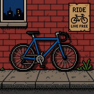 bicyle resting against a wall