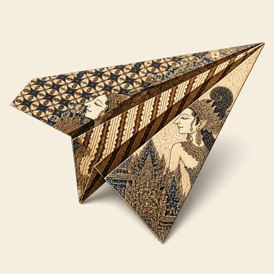 a paper plane, clean minimal composition on a plain background, no text
