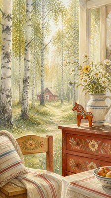 a serene birch forest in soft morning light, no people, no text