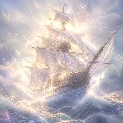 sailing ship on a stormy sea