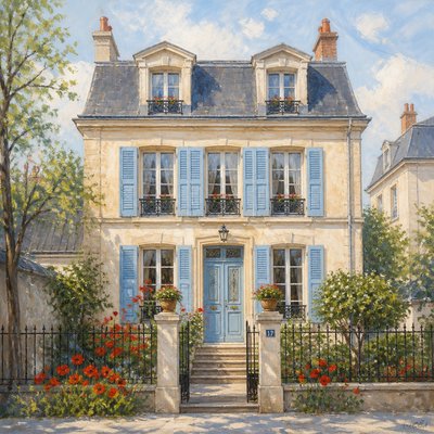 house with front view — French Art Style