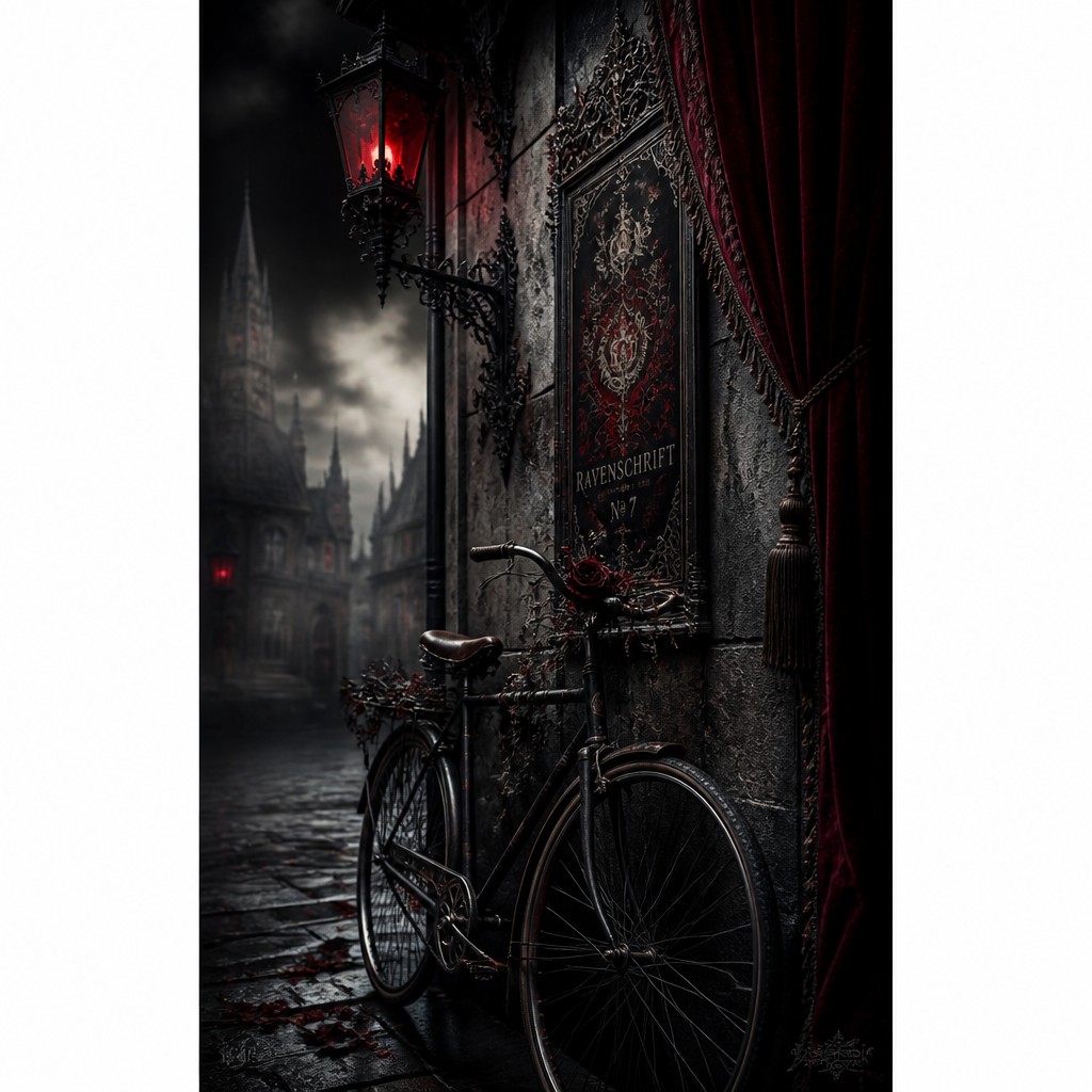 bicyle resting against a wall — Gothic Fashion Design