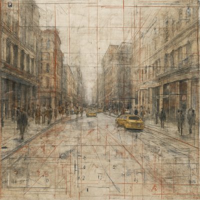 urban street with city activity