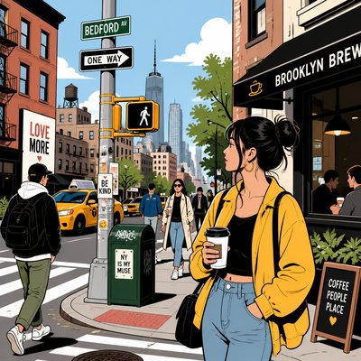 urban street with city activity
