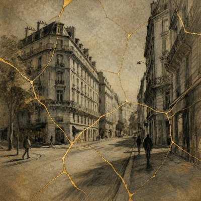 Wabi-Sabi Kintsugi Painting Style Transfer Example