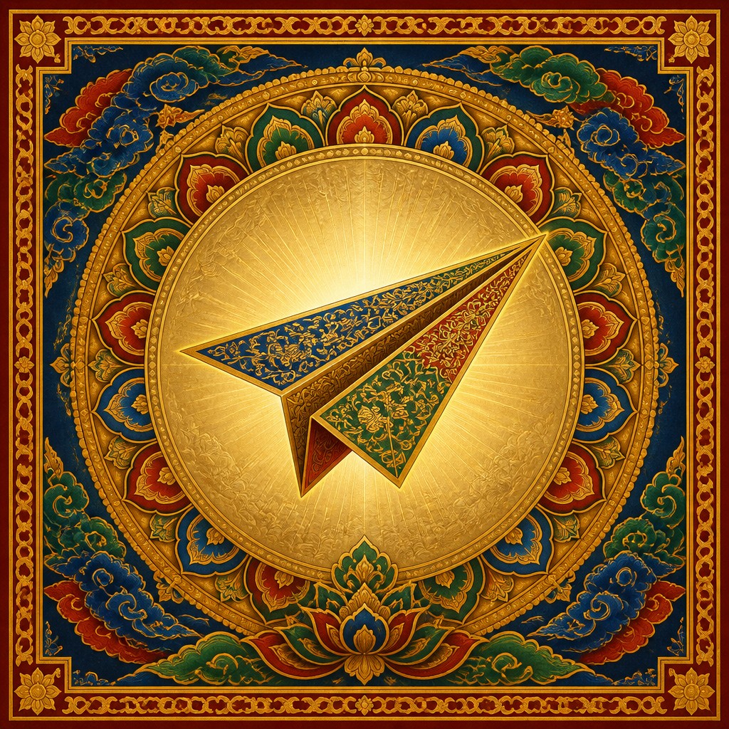 a paper plane, clean minimal composition on a plain background, no text