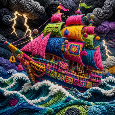 sailing ship on a stormy sea