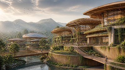 sweeping panoramic landscape with a dramatic sky