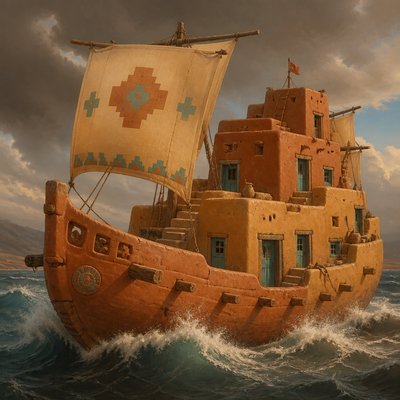 sailing ship on a stormy sea