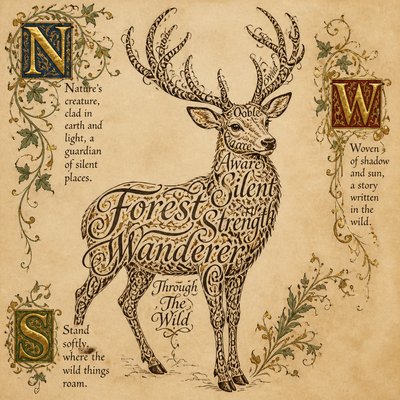 animal standing in natural pose — Lettering Art Style