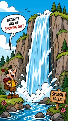 towering waterfall cascading down a cliff
