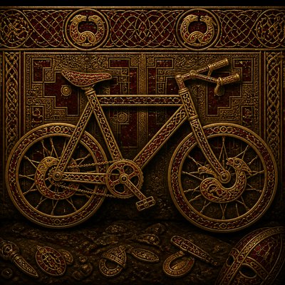 bicyle resting against a wall — Anglo-Saxon Metalwork Art Style