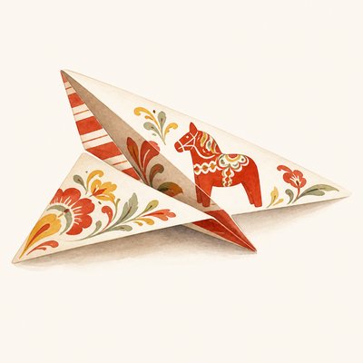 a paper plane, clean minimal composition on a plain background, no text