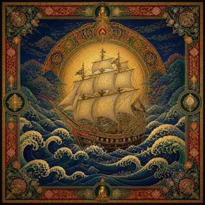 sailing ship on a stormy sea