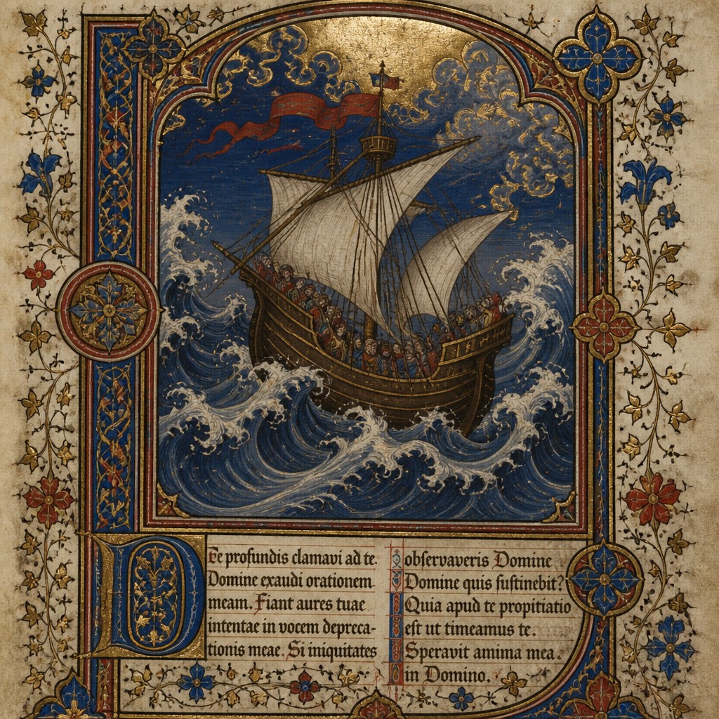 sailing ship on a stormy sea
