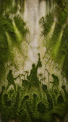 a live music scene with a glowing stage and silhouetted crowd, energetic vertical composition with open space at the top, no text