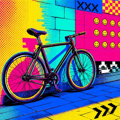 bicyle resting against a wall — Digital Pop Art Style