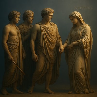 three statues of three men standing next to each other