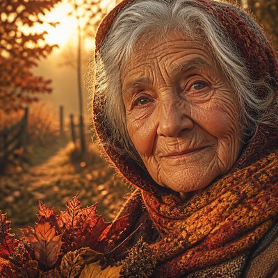 close-up portrait of an elderly person with expressive weathered features