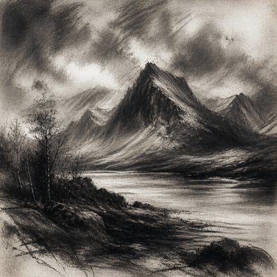 serene landscape with mountains and water