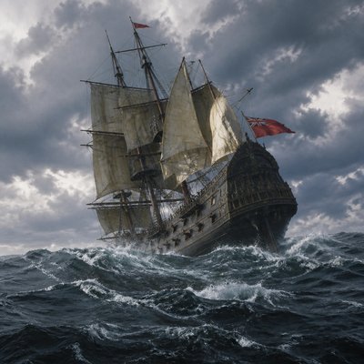 sailing ship on a stormy sea