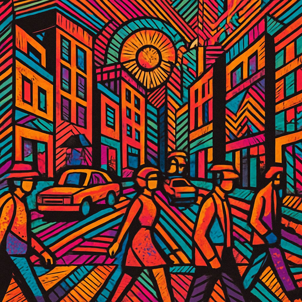 urban street with city activity