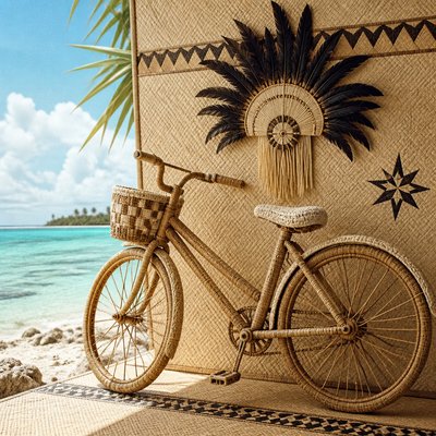 bicyle resting against a wall — Nauruan Art Style