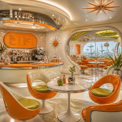 cozy cafe interior with warm lighting