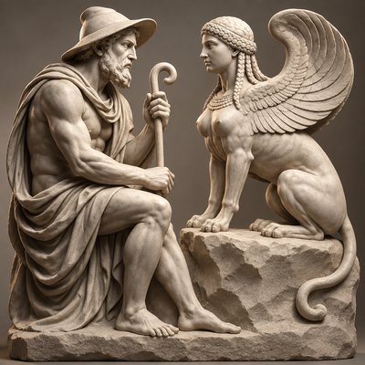 a statue of a man and a woman sitting on a rock
