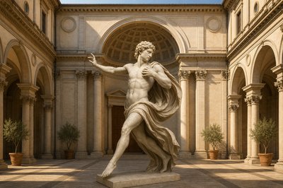 a statue of a man in a courtyard