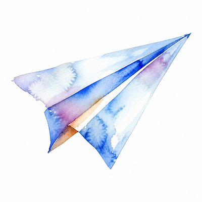 a paper plane, clean minimal composition on a plain background, no text