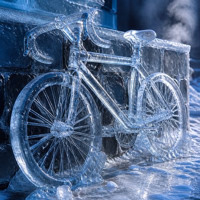 bicyle resting against a wall — Ice Sculpture Style