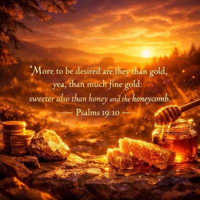 “More to be desired are they than gold, yea, than much fine gold: sweeter also than honey and the honeycomb.” (Psalms 19:10, KJV)

