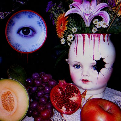 still life arrangement of fruits and flowers