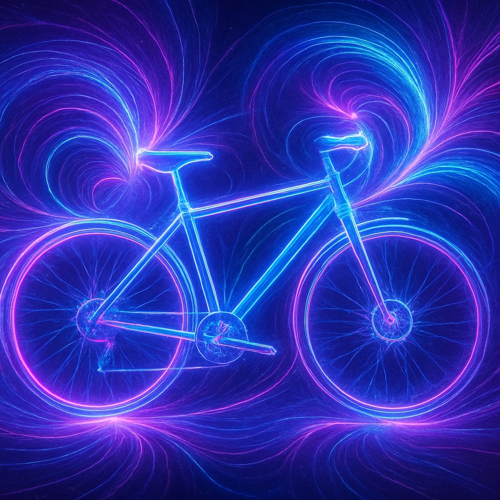 bicyle resting against a wall