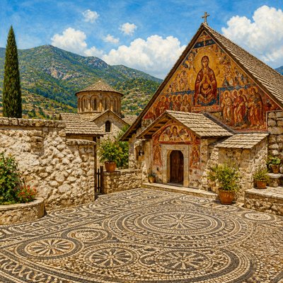 wide landscape with natural scenery — Cypriot Art Style