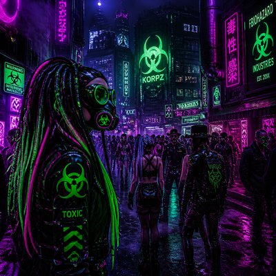 urban street with city activity — Cybergoth Aesthetic