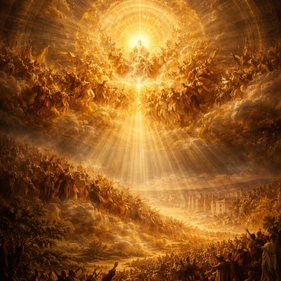 “And, behold, the glory of the God of Israel came by the eastern way; and there was a voice of an army, as the sound of many redoubling their shouts, and the earth shone like light from the glory round about.” (Ezekiel 43:2, Brenton)
