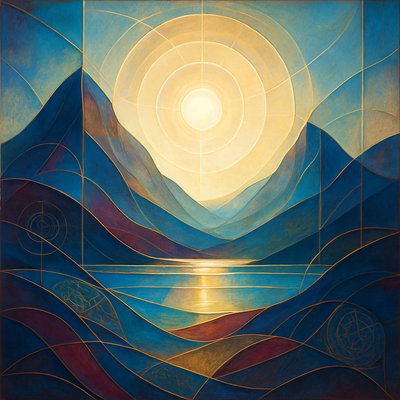 serene landscape with mountains and water