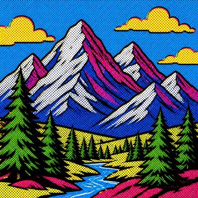 a mountain range above a pine valley, clear sky