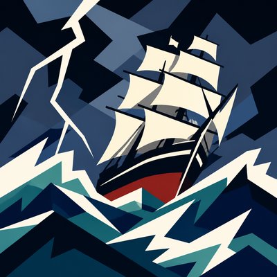 sailing ship on a stormy sea