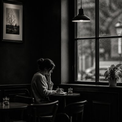 cozy cafe interior with warm lighting