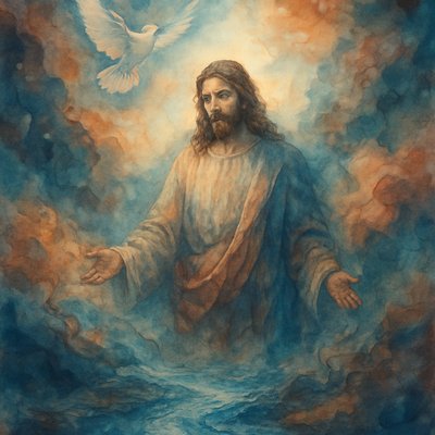 Jesus, heaven, dove, river