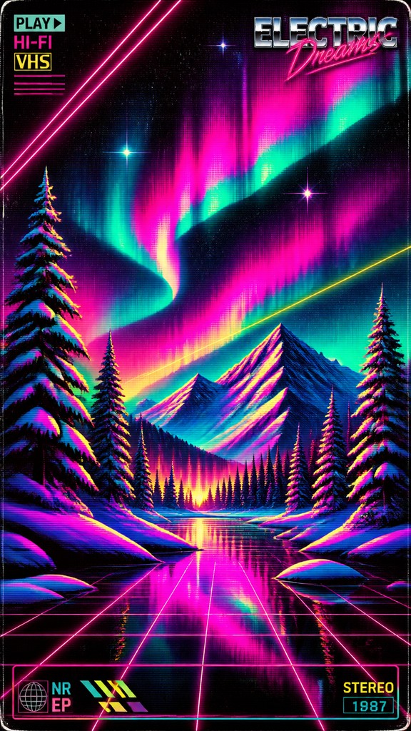 a snowy pine forest under the northern lights, no people