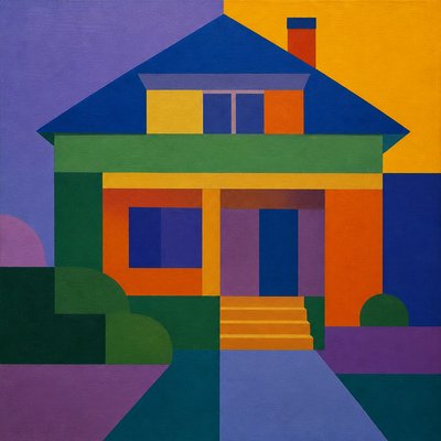 house with front view — Color Field Abstract Art Style