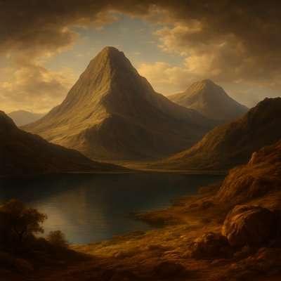 serene landscape with mountains and water